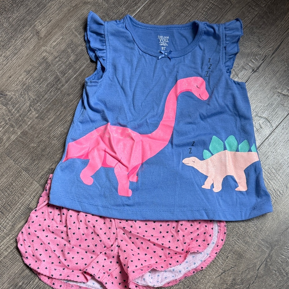 Blue & Pink Dinosaur pajama set